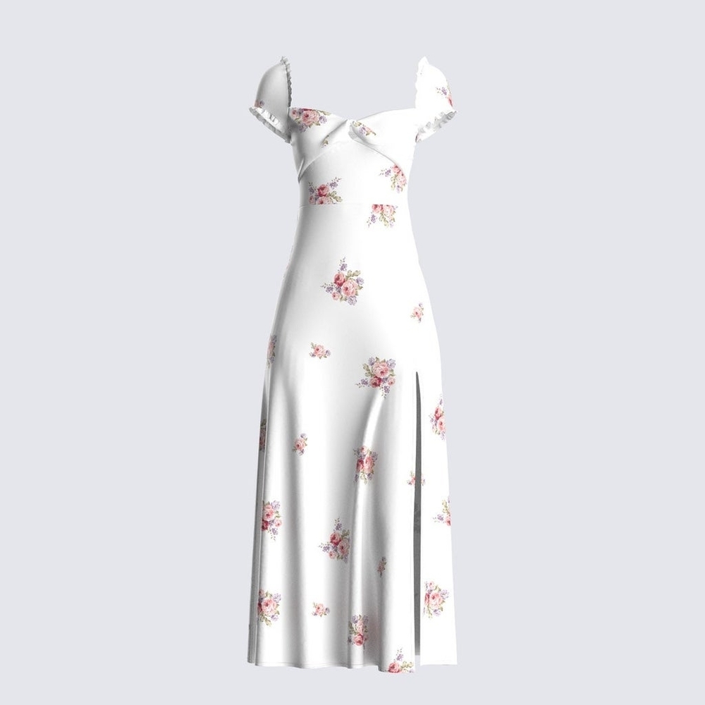 XL Finesse White Floral Tie Front Dress